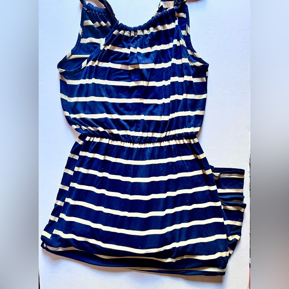 Everleigh Navy and Cream Striped long Dress